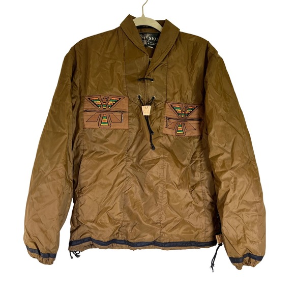 Vintage SKUA Mens 80s 90s Pullover Aztec Embroidered Tribal Jacket - Medium - Picture 1 of 9